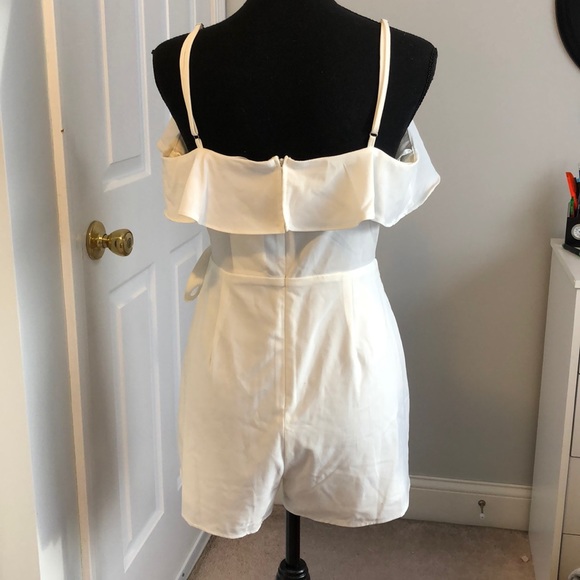 Ivory Faux Wrap Ruffle Romper - Picture 2 of 2